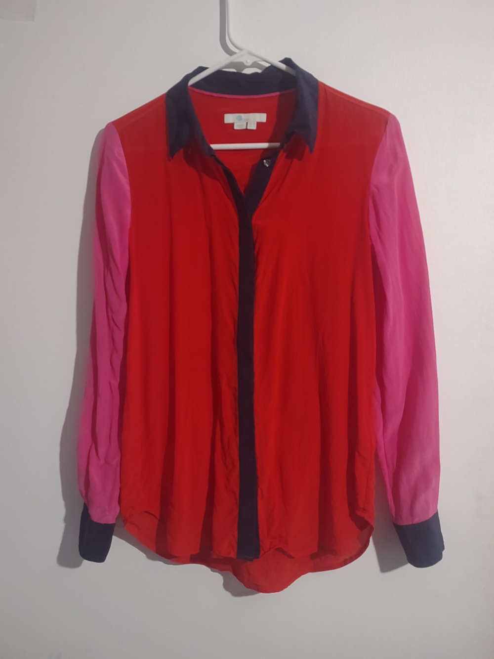 Boden Red and Pink Colorblock Button-Down Shirt